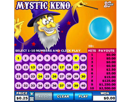 jet bingo mystic keno online instant win game